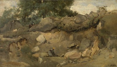 Stone Mine Chaise-Marie at Fontainebleau by Jean Baptiste Camille Corot